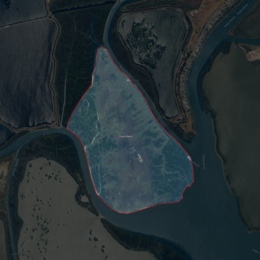 Aerial image of an island.