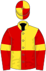 Yellow and red (quartered), red sleeves, yellow armlets, quartered cap