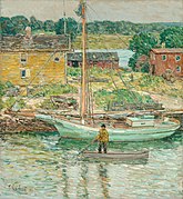 Oyster Sloop, Cos Cob, by Childe Hassam (c.1902)
