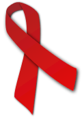 A red ribbon in the shape of a bow