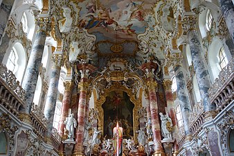 Pilgrimage Church of Wies, Steingaden, Germany, by Dominikus and Johann Baptist Zimmermann, 1754[174]