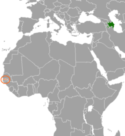 Map indicating locations of Azerbaijan and Gambia