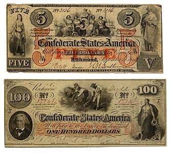 Confederate States of America banknotes, by the Confederate States of America