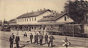 Train station in Războieni (Székely-Kocsárd pálya-udvar – Gara Cucerdea Secuiască), 1910
