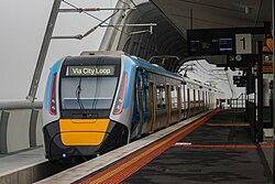 A High Capacity Metro Train at Carnegie station in Melbourne.