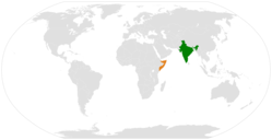 Map indicating locations of India and Somalia