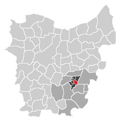 Localisation of Mere in the community of Erpe-Mere in the arrondissement of Aalst in the province of East-Flanders.