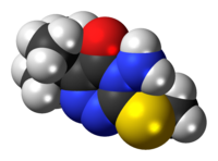 Space-filling model of the metribuzin molecule