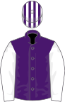 PURPLE, white sleeves, striped cap