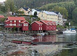 View of the village along the lake shore