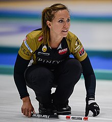 Canadian curler Rachel Homan (b. 1989) during 2018 Arctic Curling Cup in Dudinka, Russia