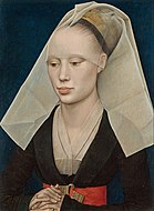 罗希尔·范德魏登的《妇人画像》，37 × 27cm，约作于1460年，来自安德鲁·威廉·梅隆的收藏。[10]