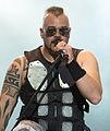 Joakim Brodén of Sabaton is known for wearing a distinctive vest with metal plates when performing with the band.[24][25][26]