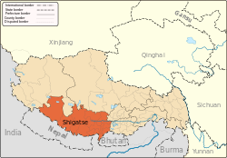 Location of Shigatse within China