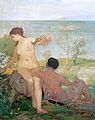 阿诺德·勃克林《采花女孩与少年》，约1866年，现藏于苏黎世美术馆