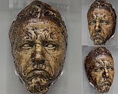 Self-portrait mask, enamelled stoneware, 1890–92