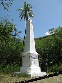 White stone monument to Captain Cook