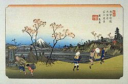 Keisai Eisen's print of Ōmiya-shuku, part of the series The Sixty-nine Stations of the Kiso Kaidō