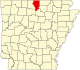 标示出巴克斯特县位置的地图