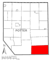 Map of Potter County, Pennsylvania highlighting Stewardson Township