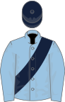 Light blue, dark blue sash and cap