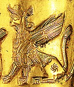 伊朗的斯芬克斯黄金纹路，现存伊朗国家博物馆