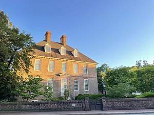 North face of President's House at sunset