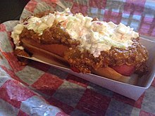 "slaw dog", a West Virginia-style hot dog with coleslaw and chili topping