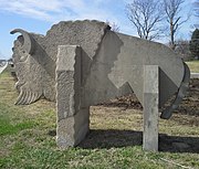 Americus Limestone: 1988 Jim Patti Buffalo sculpture, Lawrence, Kansas.