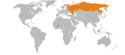 Map indicating locations of Burkina Faso and Russia