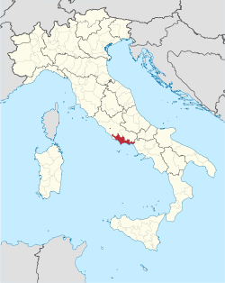 Map highlighting the location of the province of Latina in Italy