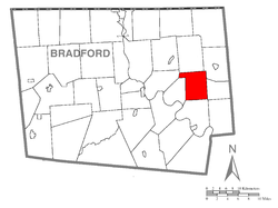 Map of Bradford County with Herrick Township highlighted