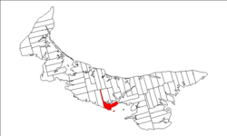 Map of Prince Edward Island highlighting Lot 65