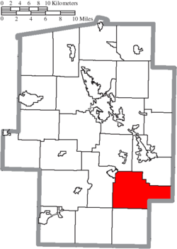 Location of Rush Township in Tuscarawas County