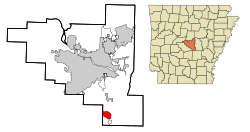 Location in Pulaski County and the state of Arkansas