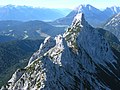 View from the Große Arnspitze over the twin peaks of the Middle Arnspitze to the Arnplattenspitze