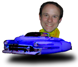 Hocevar in a hovercar.