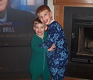 Boys in stretch-knit pajamas.