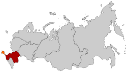Location of the Southern Federal District. Crimea, whose annexation by Russia from Ukraine is mostly unrecognized internationally, shown in orange.
