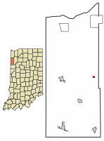 Location of Mount Ayr in Newton County, Indiana.
