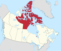 Map of Canada with Nunavut highlighted in red