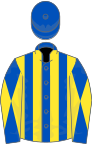 Royal Blue and Yellow stripes, diabolo on sleeves, Royal Blue cap