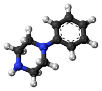 Ball-and-stick model of the phenylpiperazine molecule