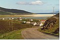 Taobh Tuath on the Island of Harris in the Outer Hebrides (2001). Image shows crofting settlement in relatively protected lower areas. Harris is famous for its tweed weaving industry.