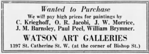 Advertisement for Watson Galleries, 1930