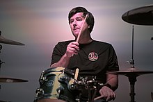 Brian Teasley playing drums in 2020
