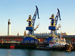 Cranes in the port of Calais, France