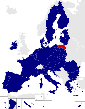 Map of the European Parliament constituencies with Podlaskie and Warmian-Masurian highlighted in red