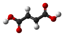 Ball-and-stick model of the fumaric acid molecule