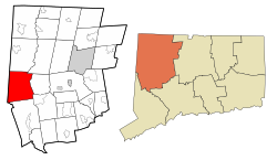 Kent's location within Litchfield County and Connecticut